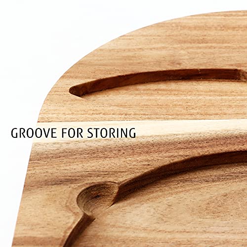 Oval Wooden Cheese Board Set (11"L x 7.5"W / White Marble)