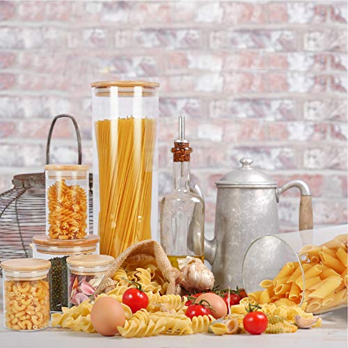 9 Pack 12 oz Glass Jars with Airtight Bamboo Lids for Kitchen