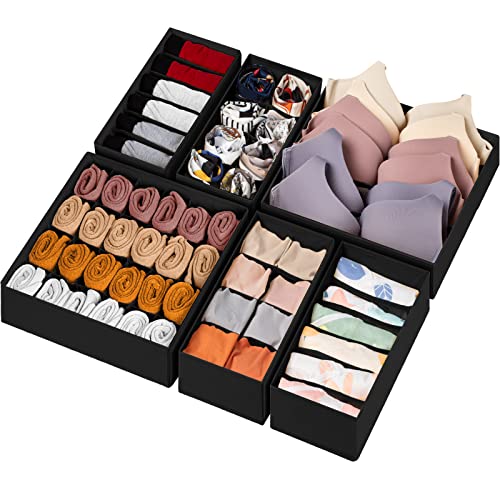 6 Pack Sock Underwear Drawer Organizer Dividers (6 Count)