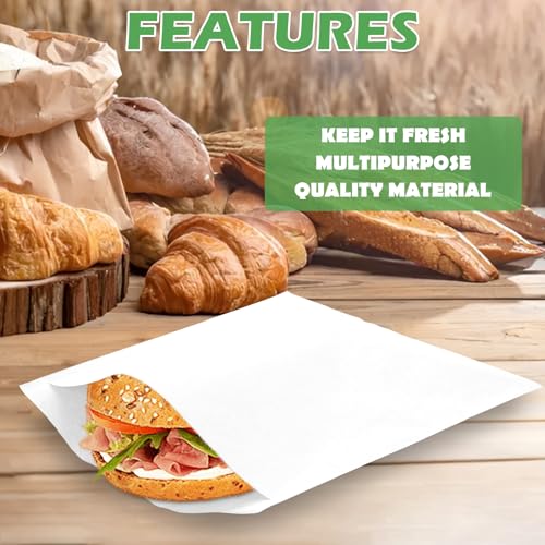 600 Pack Paper Sandwich Bags10x10 inch Wax Paper Bags (White-600PCS / 10x10 inch)