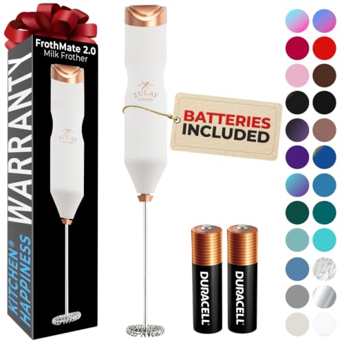 Powerful Frother Wand AA Batteries Included (Elegant White Gold / Majestic Frother)