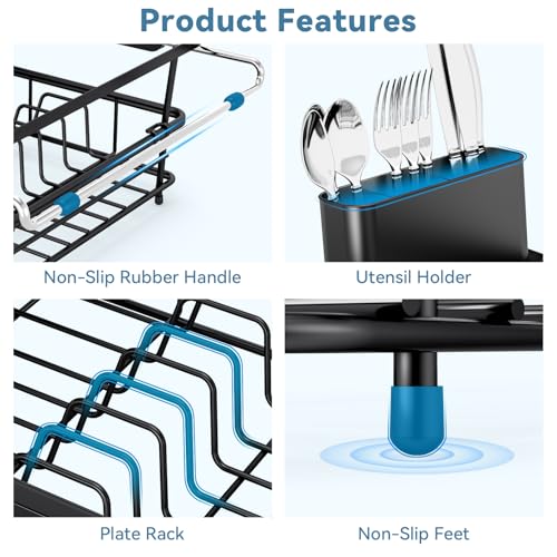 Dish Drying Rack in Sink with Utensil Holder (XLarge Size)