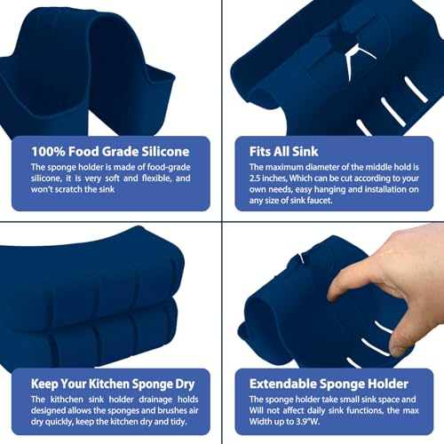 Sponge Holder for Kitchen Sink (Navy Blue)