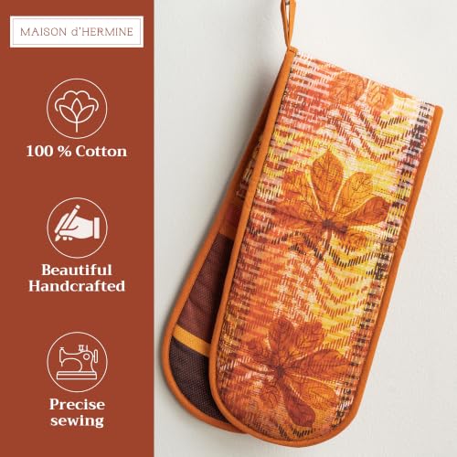 Double Oven Mitts 100% Cotton Double Oven Glove (061 - Thanksgiving Tartan / 7" x 35" (Double Oven Mitt))