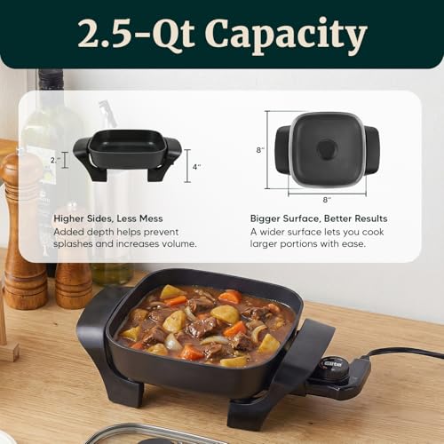 2.5Qt Compact Nonstick Electric Skillet (2.5 Qt)