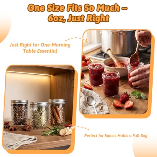 6 oz Glass Mason Jars (6oz-30pcs-D)
