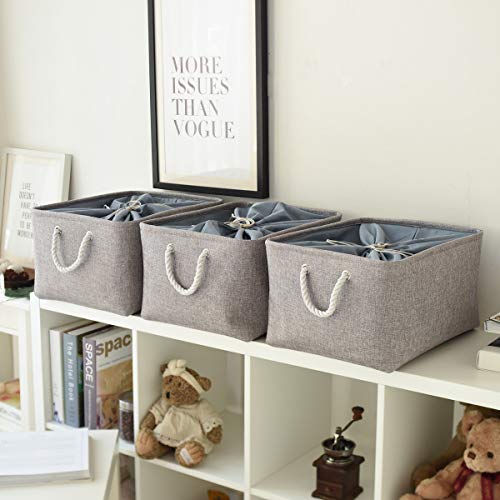 Fabric Storage Bins Baskets for Organizing (Grey / 3PCS/X Large -17.7Lx13.8Wx9.8H)