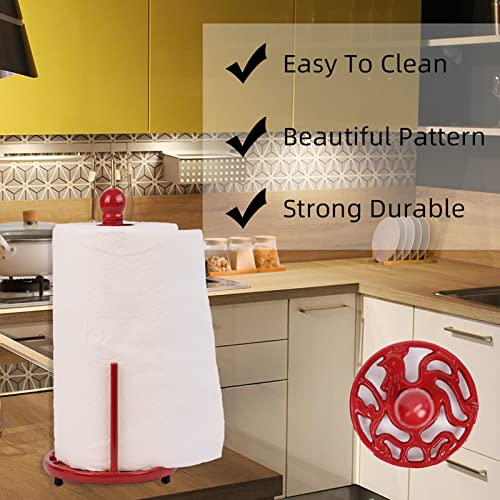 Red Cast Iron Paper Towel Holder for Kitchen Countertop (Red)