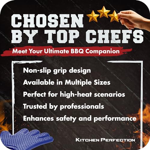 Silicone Smoker BBQ Gloves (Heritage Blue / One Size Fits Most)