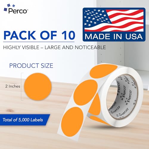 Neon Orange Perforated Round Circle Dot Sticker 2 (Neon Orange / 2 Inch)
