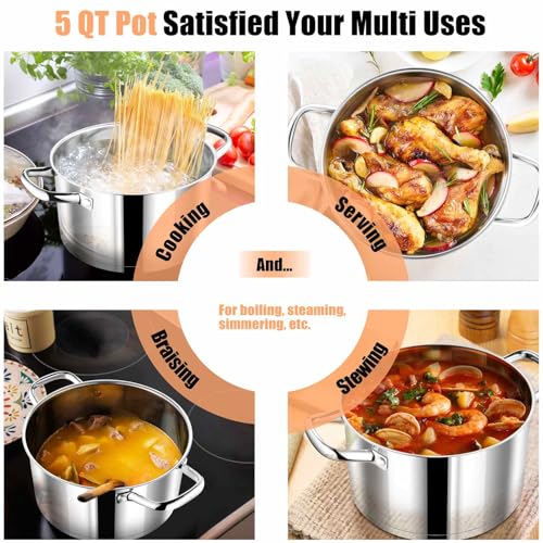 5 Quarts Stock Pot with Lid (5 Quarts)