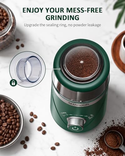 Electric Super Silent Blade Coffee Grinder (Green / 2 Bowl)