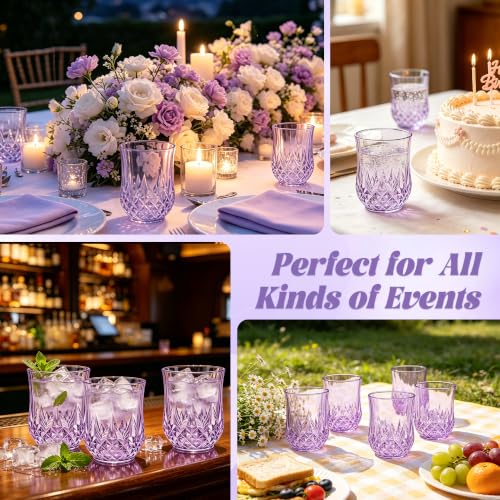 12 Pack Plastic Stemless Wine Glasses (Purple)