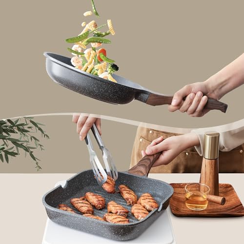 23 PCS Non Stick Pots and Pans Set (Gray 02 / Large)