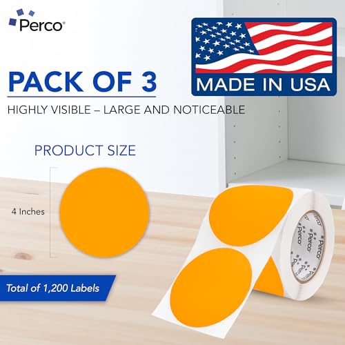 Neon Orange Perforated Round Circle Dot Sticker 4 (Neon Orange / 4 Inch)