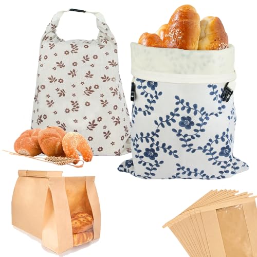 2 Pack Reusable Beeswax Bread Bags for Homemade Sourdough with Zipper