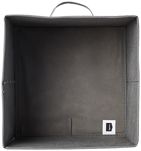 Collapsible Fabric Storage Bins with Handles (White/ Light Grey Stripe / 10.5"x10.5"x11")