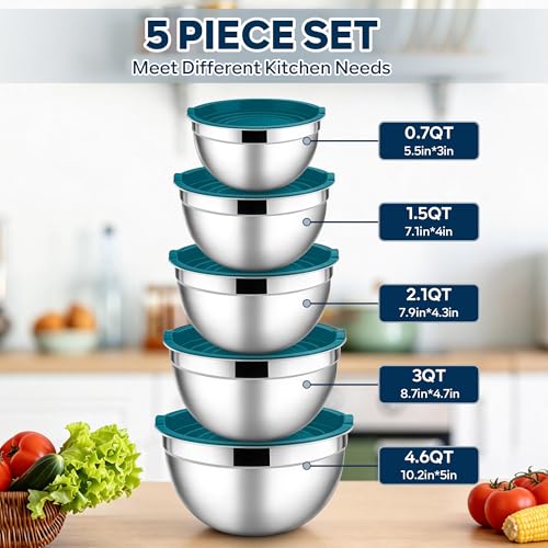 Mixing Bowls with Lids Set (Dark Blue / 10 Piece)