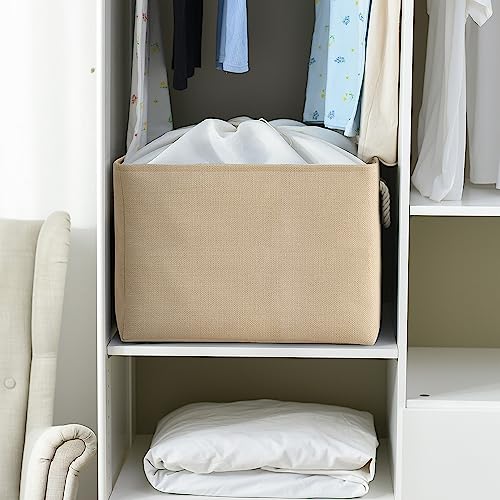 Storage Bin for Shevles (Beige / 3PCS/Extra Jumbo - 20.5Lx15.7Wx13.8H)