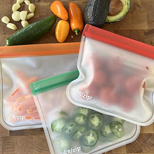 re) zip Reusable Sandwich Bags, Leakproof, 28 oz, 5-Pack, Jewel Tones (5 Pack / Jewel Tones)