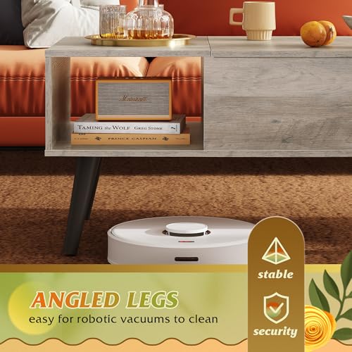 Lift Top Coffee Table with Hidden Storage (Aged Greige / 39")