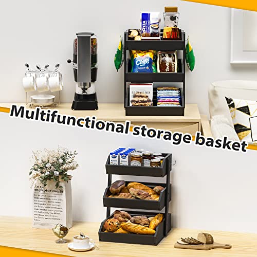 Bamboo Fruit Basket for Kitchen (3-Tier Black)