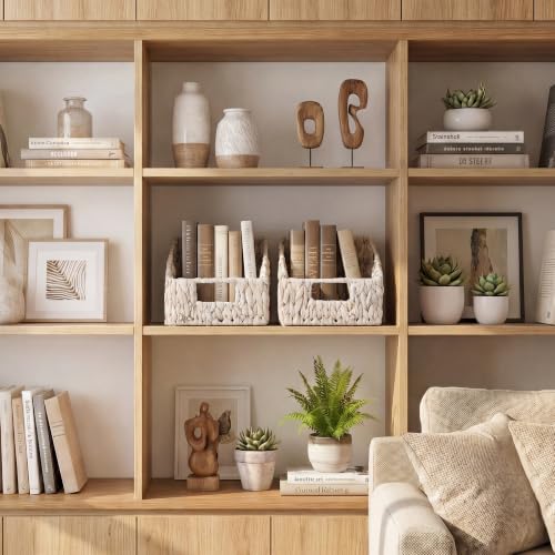 Pantry Baskets for Organizing (White(Water Hyacinth) / 2x 8½"L x 10"W x 7½"H)