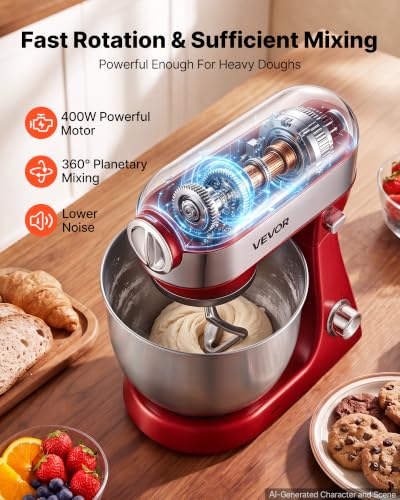 5.3 Qt Tilt Head Stand Mixer 400W Metal Electric Dough Mixer (5L)