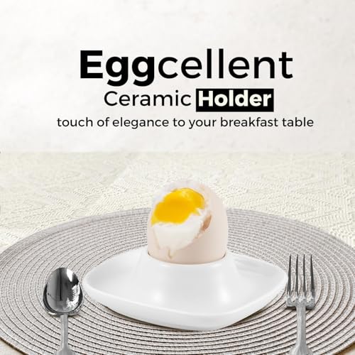 Soft Boiled Egg Cups (4 Pack / Square Style, White)