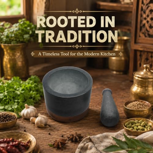 Mortar and Pestle (Matte Stone with Wooden Base)