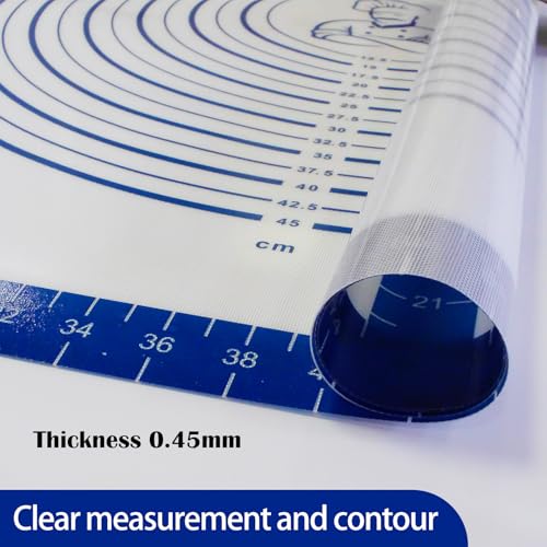 Dough Mat Silicone Baking Mats for Rolling Pastry Kneading Sheet Sourdough Bread Baking Supplies Blue 28x20"0.45mmT (Blue / 28"L x 20"W)