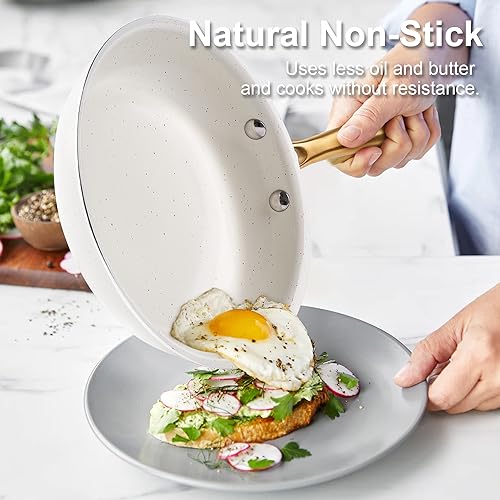 Pots and Pans Set Nonstick Granite Gold Cookware Set
