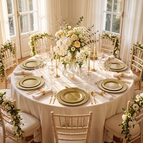 102 Pcs Solid Dark Gold Plastic Plates (Solid Gold / 102 Pcs)