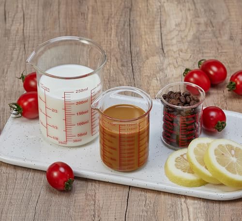 Glass Measuring Cups with Spouts (60ml/120ml/250ml Measuring Cup Set)
