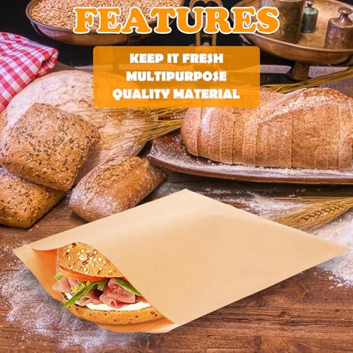 600 Pack Paper Sandwich Bags 10x10 inch Wax Paper Bags for Bakery (Kraft-600PCS / 10x10 inch)
