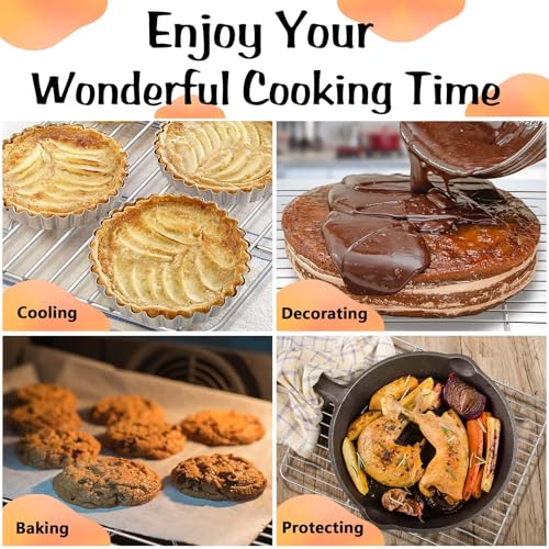4 Pcs Baking Wire Rack for Cooling (8.6 + 9.7+ 11.6 + 15.3 Inch)