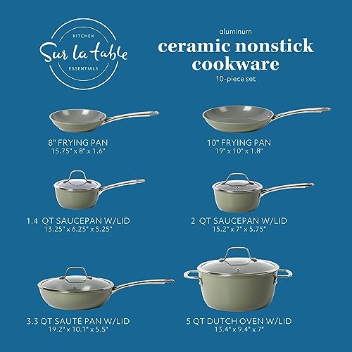 Kitchen Essentials 10 Piece PFA Free Non (Green / 10-Piece Cookware Set)