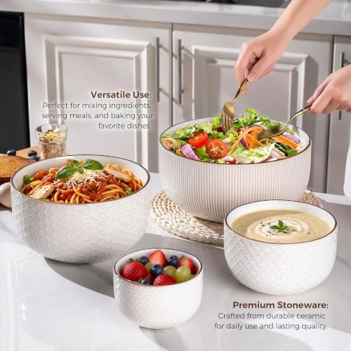 Ceramic Mixing Bowls Set of 4 (Off-White / Set of 4)