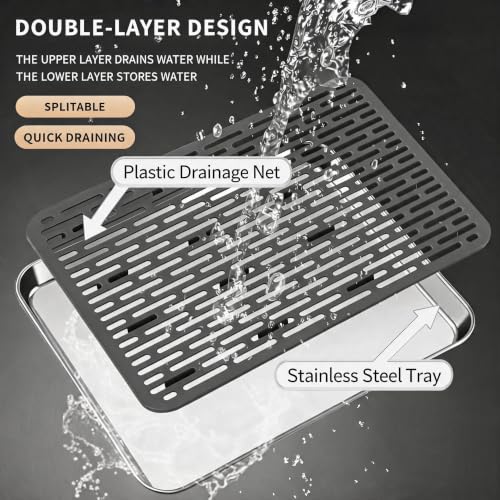 Stainless Steel Drain Tray (Silver / 12.5 x 9.8 x 0.98 in)