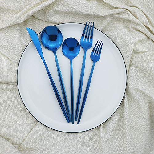 Shiny Blue Silverware Set (Service for 6 / Blue)