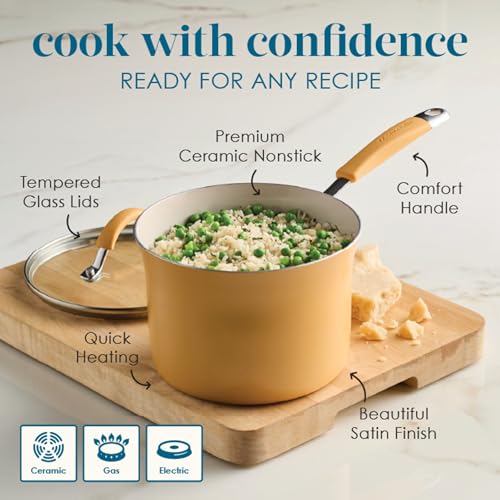Cucina Ceramic Nonstick Cookware Pots and Pans Set (Turmeric / 13 Piece Ceramic)
