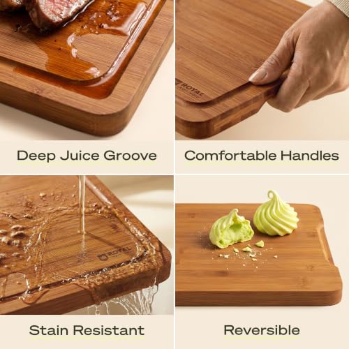 Wooden Cutting Boards for Kitchen Meal Prep & Serving (3-Piece / Carbonized)