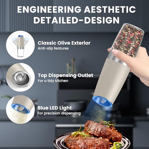 Battery Operated Salt And Pepper Grinder Set (Khaki-set)