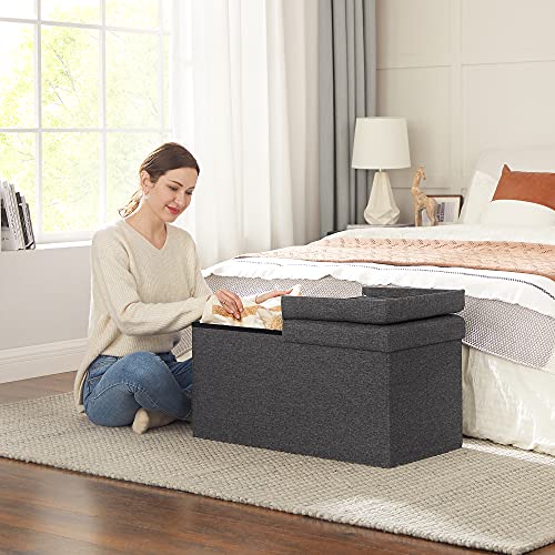 30 Inches Storage Ottoman (Dark Gray / 15"D x 30"W x 15"H (with Flipping Lid))