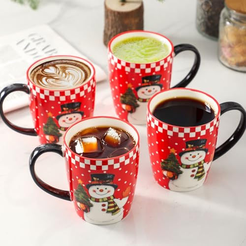 Christmas Coffee Mugs Set of 4 (Christmas Red / Set of 4)