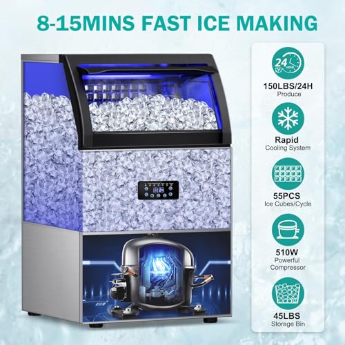 Commercial Ice Maker Machine (150Lbs/24H)