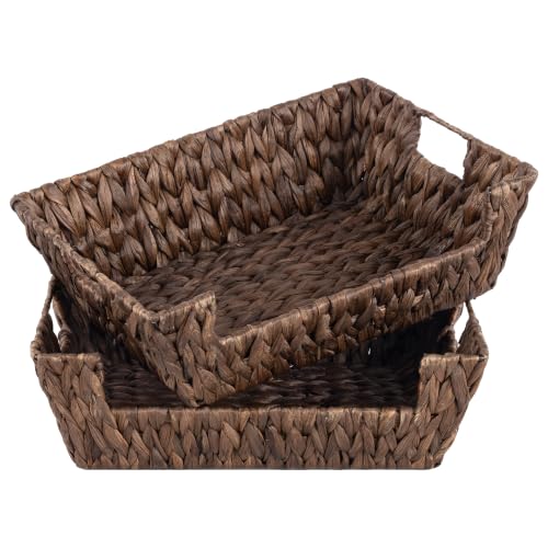 Pantry Baskets for Organizing (Brown(Water Hyacinth) / 16 ½"L x 12 ½"W x 5"H)