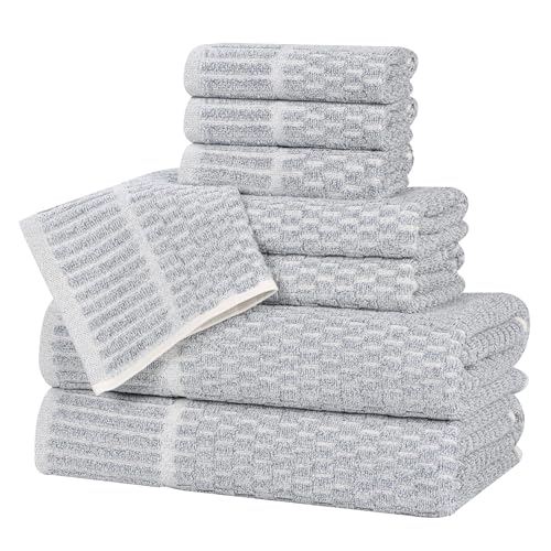 Juno Viscose Cotton Blend Medium Weight Towels (8 Piece Towel Set / Denim Blue)