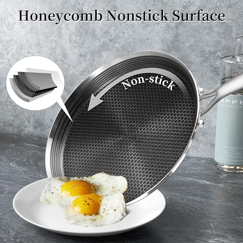 Nonstick Crepe Pan 11inch Stainless Steel Crepe Pan Honeycomb Coating Flat Skillet Tawa Dosa Tortilla Pan (11inch)