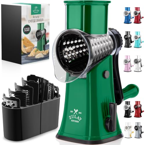 Rotary Cheese Grater Manual Hand Crank 5 Blade Shredder